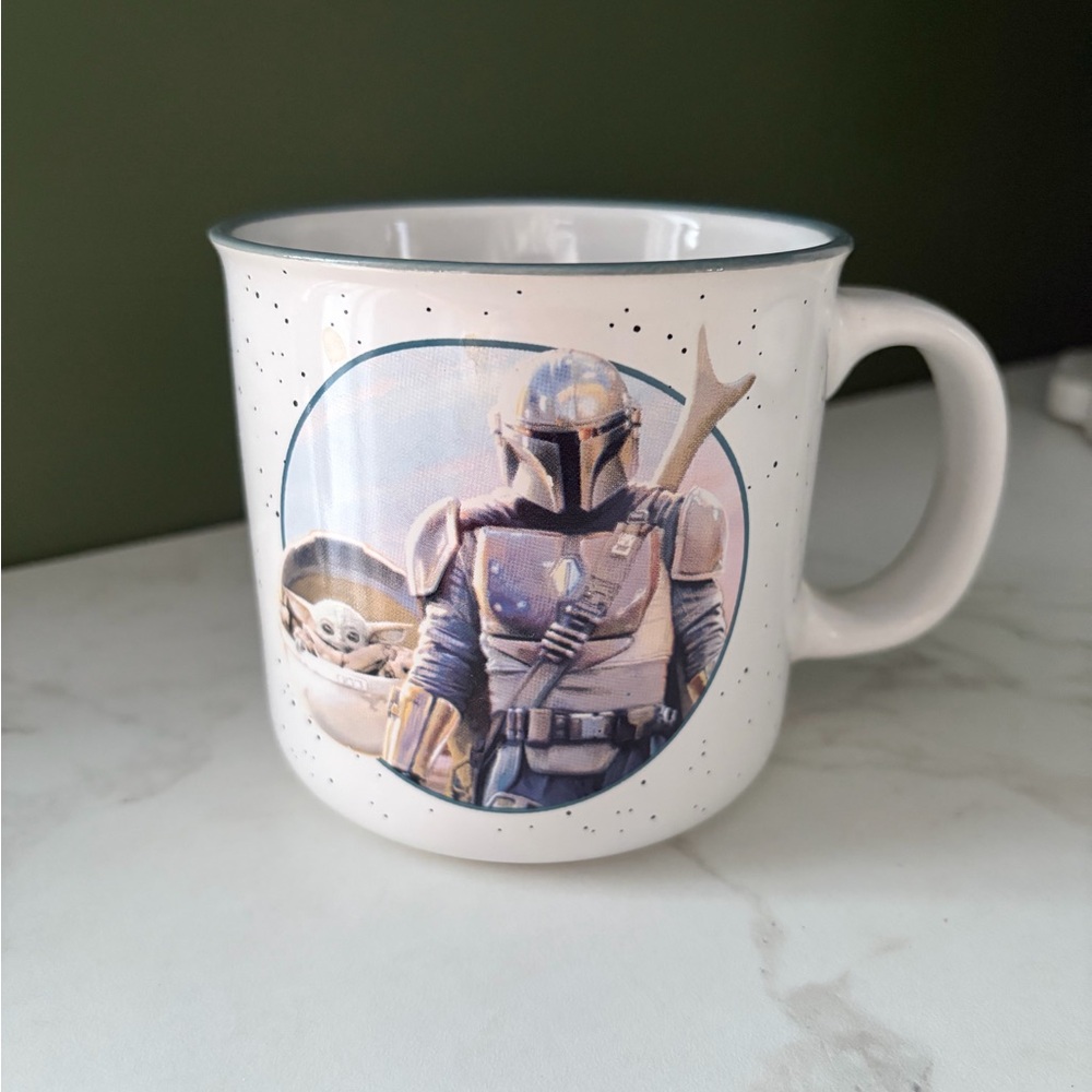 Star Wars Mandalorian Speckled Mug - White and Gray